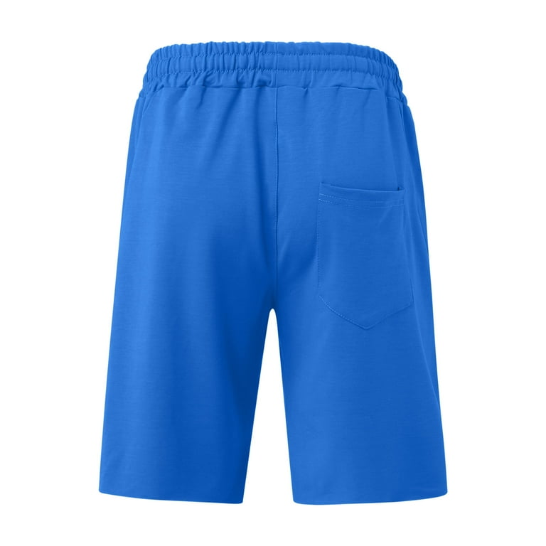 red shorts male casual mid waist shorts pant solid splice pocket drawstring  knee length shorts