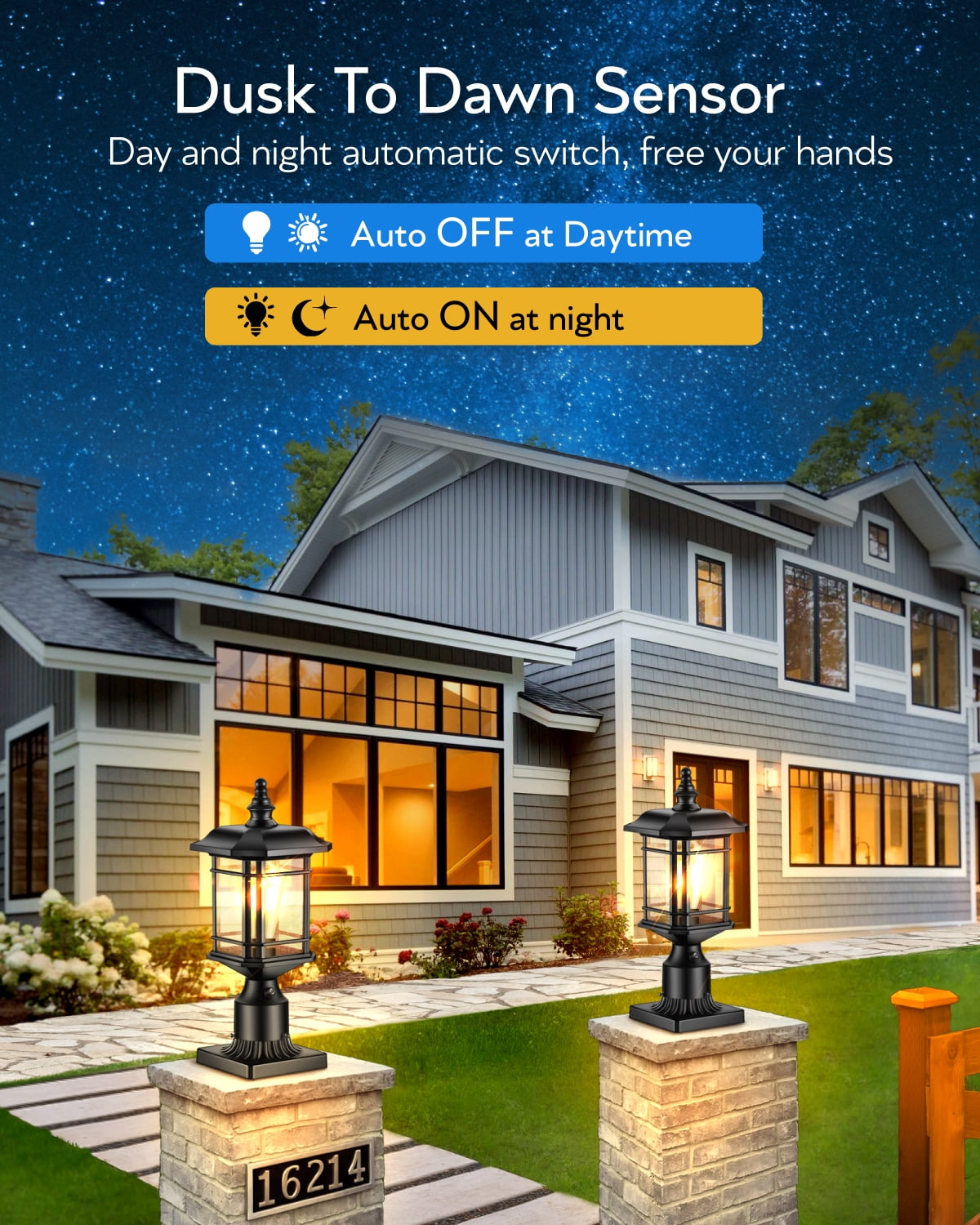 Lantern with Pier Mount Base, Exterior Lamp Post Light Fixture for Patio, Garden, Waterproof, (Hardwired 120V, Not Solar)