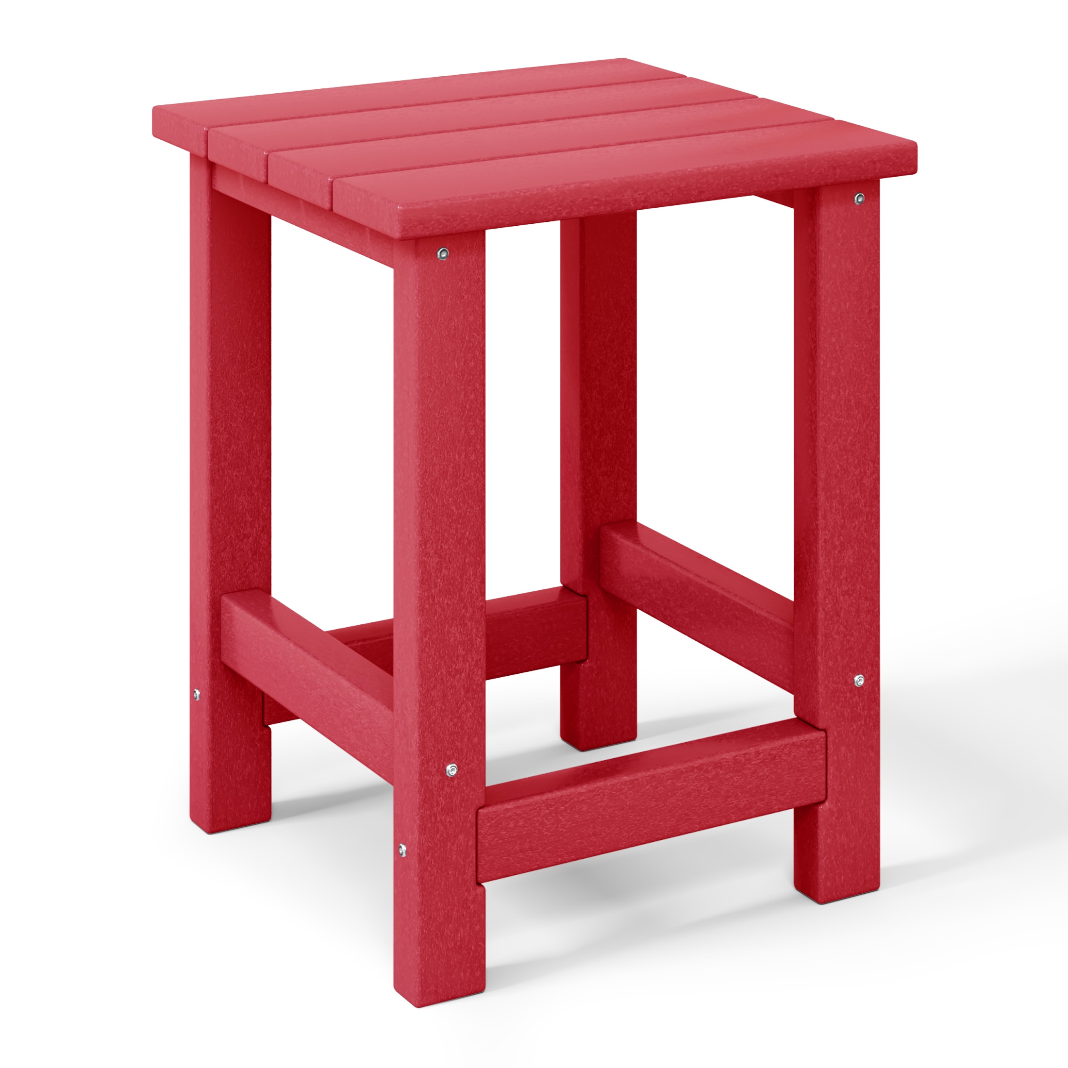WestinTrends Malibu 3-Piece Kids HDPE Adirondack Chairs Set with Square Side Table and Cup Holders, Red
