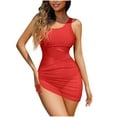 thumbnail image 1 of Traje de Baño de Corte Alto para las Mujeres Color Sólido Correa sin Espalda Traje de Baño Sexy con Falda, Cojín de Pecho sin Soporte de Acero, Nylon Spandex Conjunto de Verano, 1 of 6
