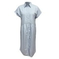 thumbnail image 5 of ANINEO Striped Lapel Button Down Shirt Dress Women Blue White Striped Midi Tshirt Dress Summer Functional Pockets Classic Daliywear, 5 of 5