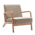 thumbnail image 2 of Duhome Mid Century Modern Accent Chair with Solid Wood Frame, Upholstered Living Room Chairs Fabric Reading Armchair Lounge Chair, Linen Beige, 2 of 8