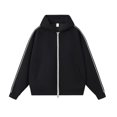 thumbnail image 1 of Autumn/Winter Color Block Striped Design Zipper Hoodie Jacket Men's Preppy Style Loose-fitting Casual Sweatshirt Women's, 1 of 4