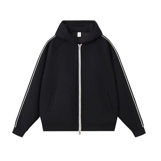 Autumn/Winter Color Block Striped Design Zipper Hoodie Jacket Men's Preppy Style Loose-fitting Casual Sweatshirt Women's