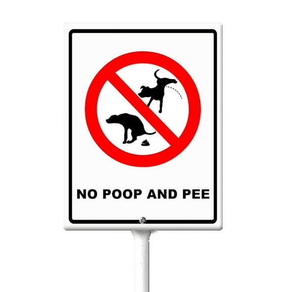 Eveokoki No Dog Peeing And Pooping Yard Sign with Stake 8x12inch Rustproof Outdoor Aluminum Sign for Yard Garden Lawn Street Outdoor