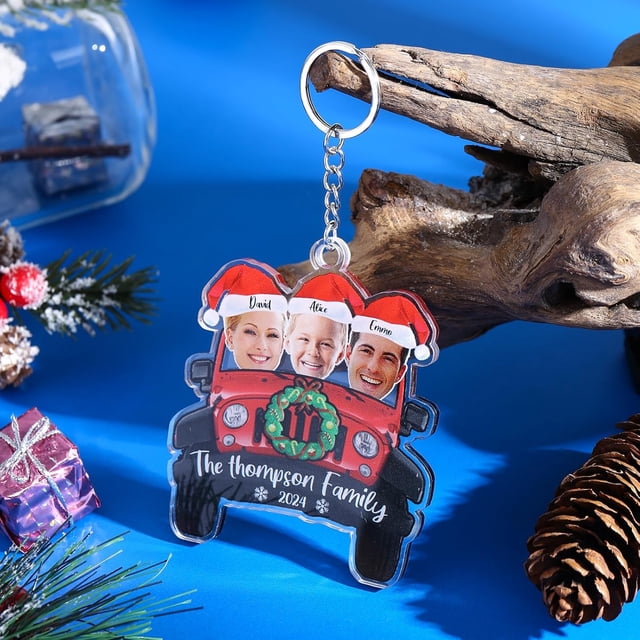Adornos colgantes de madera personalizados para Navidad 2024, con 2 a 7 fotografías y nombres, para árbol genealógico, regalos personalizables para Navidad, familia y parejas (3 nombres)
