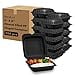 thumbnail image 3 of KARAT EARTH Clamshell Take Out Food Containers [8"x8" - 200 ct] To Go Containers | 3 Compartment, Soak-Resistant, Durable, Stackable | Vented for Hot/Cold Foods, Black, 3 of 4