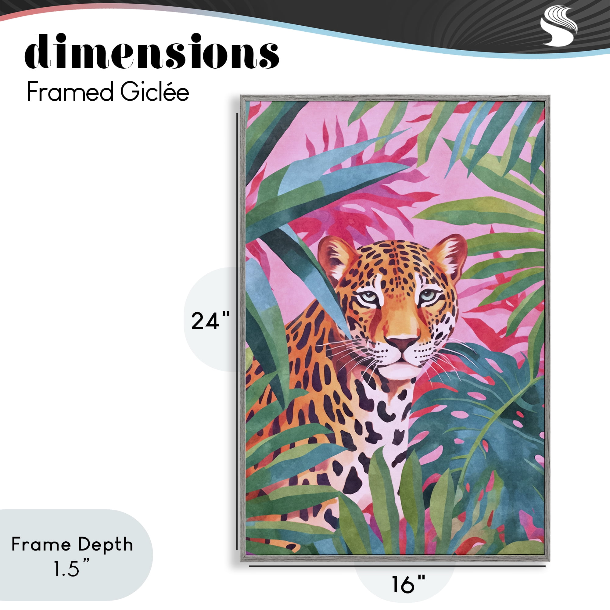 Stupell Industries Wild At Heart Leopard Gray Framed Giclee Art, design by Andrea Haase