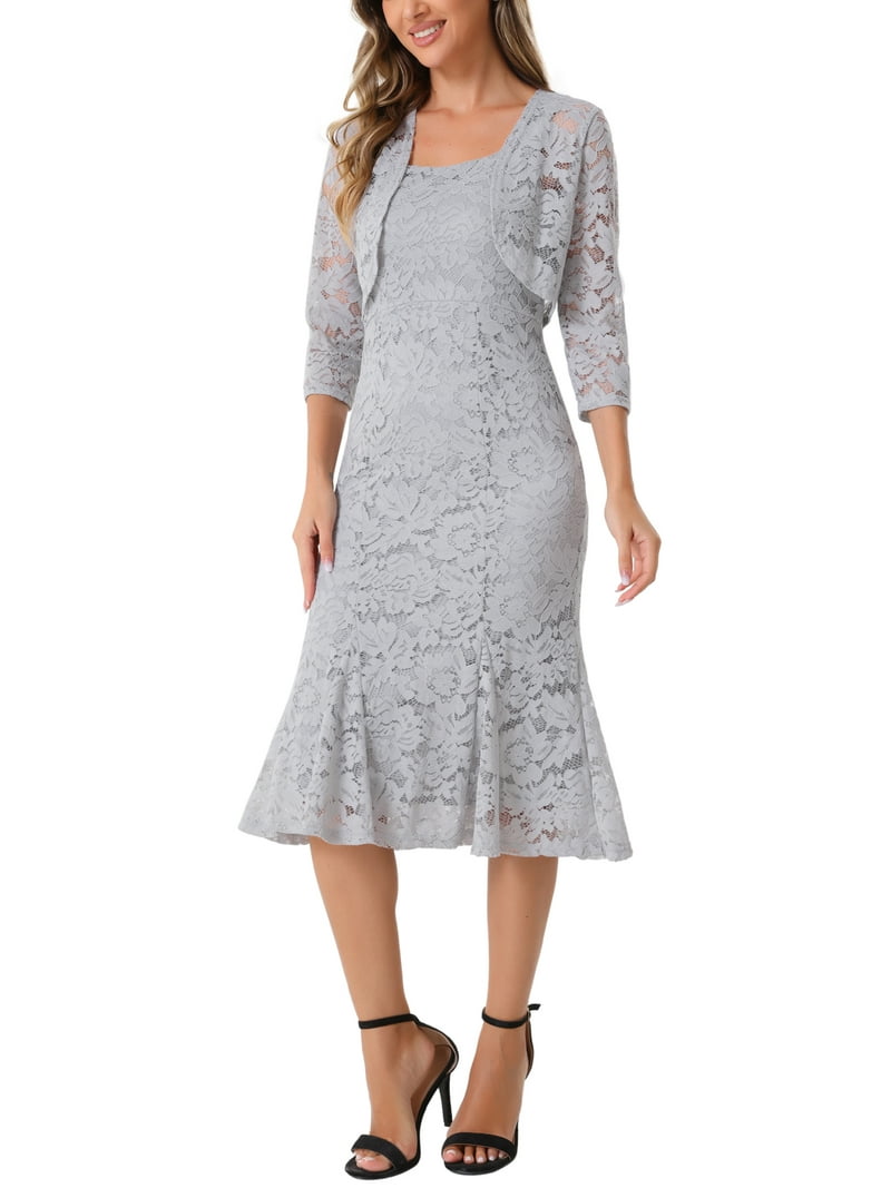 INSPIRE CHIC Women's Wedding Guest Dress Evening Outfits 2 Pieces  Sleeveless Dresses with Shrug M Light Grey - Walmart.com