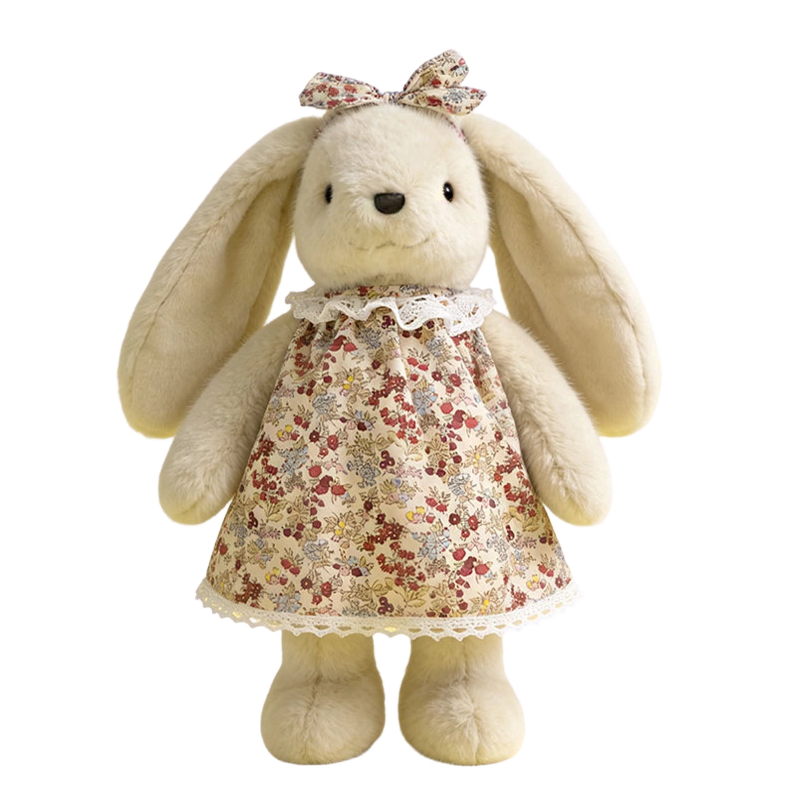 YATAV Small Soft Stuffed Animal Bunny Rabbit Plush Toy with Bow 10inch Easter Birthday Gift (Rabbit Wearing Colorful Vintage Dress)