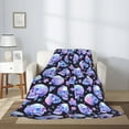 thumbnail image 2 of Sikiie blue Skull flower Cozy Flannel Fleece Throw Blanket: Lightweight & Thick for All Seasons - Perfect for Women, Men, & Kids"50"x40", 2 of 6
