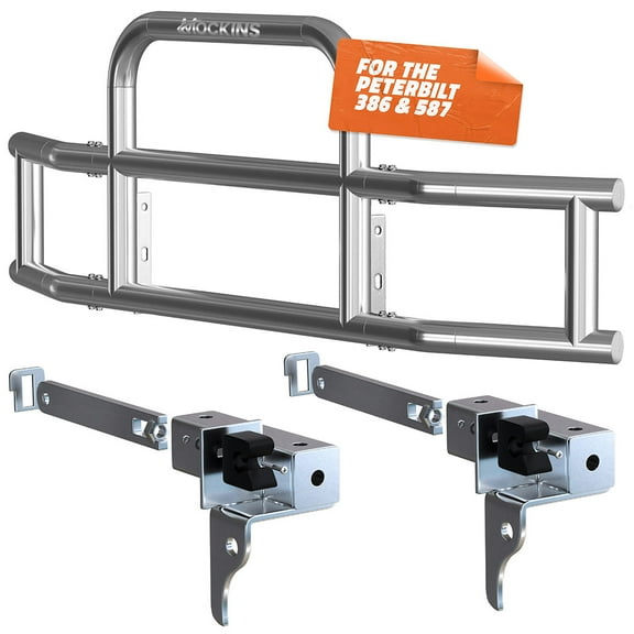 Mockins 90" x 11.5" x 25.5" Grille Guard with Mounting Brackets for Peterbilt 386 / 587