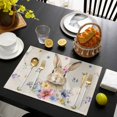 thumbnail image 3 of Bunny Easter Placemats Set of 6, Spring Floral Pastoral Rabbits Rustic Placemats for Dining Table, Place Mats for Kitchen Tabletop, Waterproof Wipeable Dining Table Mats Set, 3 of 9