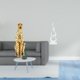 thumbnail image 2 of Escultura de con llama dorada, figura de resina de animal, centro de mesa moderno, adorno abstracto de fuego para decoración de oficina y hog, 2 of 8