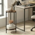 thumbnail image 3 of Furinno BESI 2-Tier Round Narrow Metal Frame Metal Legs End Table Amber Pine, 3 of 5