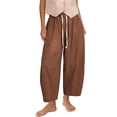 thumbnail image 3 of HBBIKVI Women's Cropped Wide-Leg Pants with Drawstring Waist and Vertical Seams featuring Loose Fit for Casual Daily Wear with Breathable Linen Blend, 3 of 10