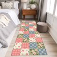 thumbnail image 4 of Japanese Style 2'x6' Runner Rugs for Hallway Kitchen Bedside Non Slip Washable, Colorful Patchwork Flowers Leaves Plaid Entryway Rug Runners with Rubber Backing, Long Carpet Runner for Laundry Room, 4 of 8