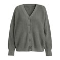 thumbnail image 5 of Smsaxvxz Women's Knit Cardigan Oversized V Neck Button Front Lantern Sleeve Chunky Casual Fall Winter Sweater Outerwear, 5 of 6