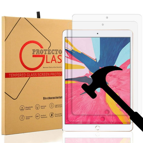[2 Pack] EpicGadget Glass Screen Protector for 2019 iPad Air 10.5"/iPad Pro 10.5, Ultra HD Clear Anti Bubble Anti Scratch 9H Hardness Tempered Glass Screen Film for 10.5‑inch iPad air (2019 Released)