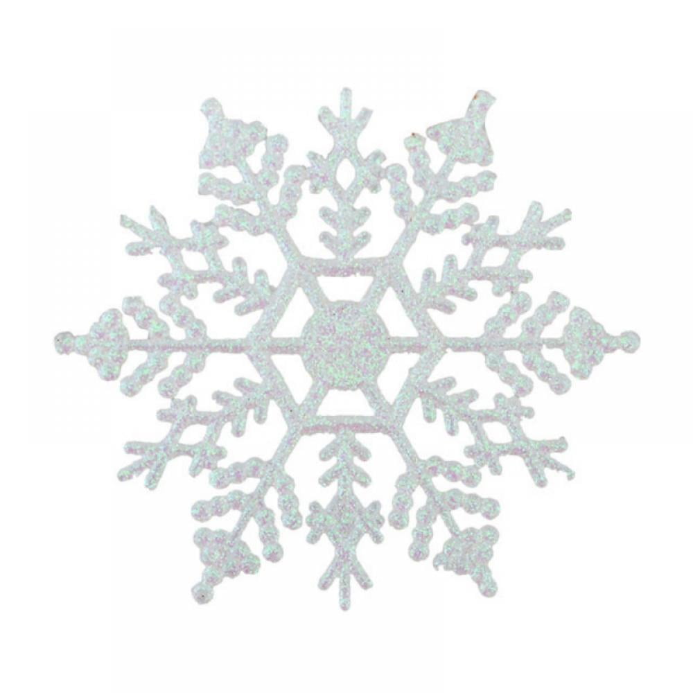 EIMMBD 6pcs Large Snowflakes Ornaments, 12” Plastic Glitter Snowflake  Decorations for Indoor Outdoor Christmas Trees Window Room Winter Party