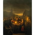 thumbnail image 2 of Petrus van Schendel 15x18 Black Ornate Wood Framed Double Matted Museum Art Print Titled - The Noordermarkt by Night, Amsterdam (1840), 2 of 5