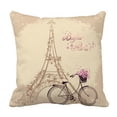 thumbnail image 1 of EREHome Bonjour Paris Tower Eiffel And Bicycle Pillow Case Cover Set 18x18 Inch, 1 of 1