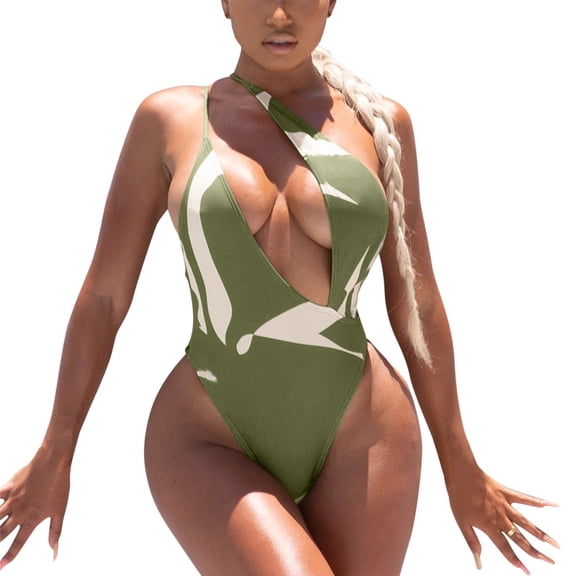 KaLI_store Womens Bikini Swimsuits Women's One Piece Tummy Control Swimwear Boyleg Ruched Swimsuit Green,S