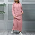 thumbnail image 4 of Oksale Plus Size Hoodies for Women Long Sleeve Sweatshirt Dress with Pockets Trendy Split Side Maxi Dresses Casual Cozy Outfits Pink M, 4 of 9