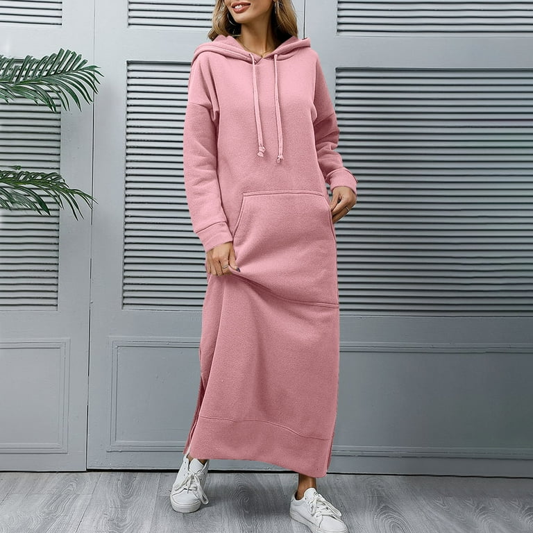 knee length dresses for ladies Linen Cotton Dress with Hood, Linen Hoodie Dress LIZIQI inspired 22052 –  ISTORIST main image 1
