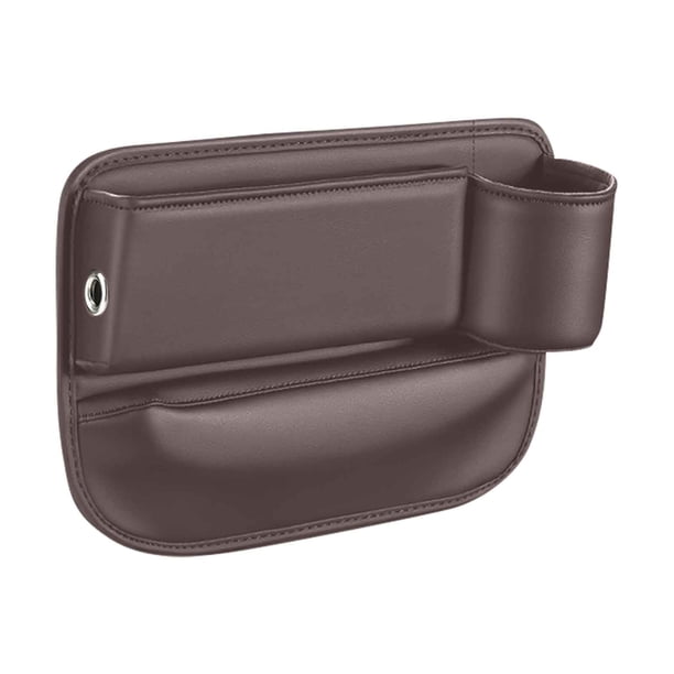 Organizador universal para asientos de coche - Caja de almacenamiento de cuero con puerto de carga, encaja entre el asiento y la consola, 30 x 20 x 3 cm