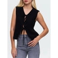 thumbnail image 3 of Elippeo Women Knit Tank Top, Sleeveless Tie-up Solid Loose Summer Vest Streetwear for Daily, 3 of 8