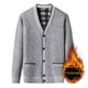 thumbnail image 4 of Suéter tipo cárdigan de punto con botones y cuello de pico para hombre de mediana edad y mayor de invierno con forro de terciopelo, 4 of 6