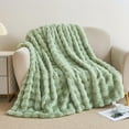 thumbnail image 4 of GHOUSE Faux Fur Fuzzy Throw Blanket Soft Fluffy Throw Blankets 860GSM 50x60 Inches for Sofa Bed Green, 4 of 7