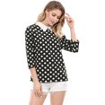 thumbnail image 4 of Disfraz de Halloween Allegra K para mujer Polka Dots Contraste Peter Pan Collar Blusa 3/4 Mangas Negro XL, 4 of 6
