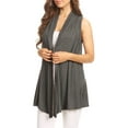 thumbnail image 3 of Moa Collection Women's Casual Open Draped Front Solid Cardigan Vest, 3 of 6
