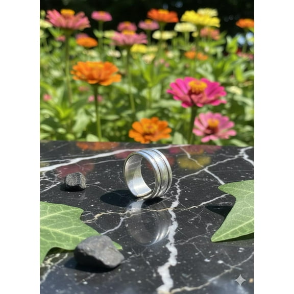 Mens Simple Band Ring – 925 Sterling Silver Adjustable Thick Statement Ring | Minimalist Artisan Jewelry, Gift for Him, Everyday Wear