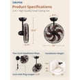thumbnail image 6 of Lokivas 16in Wall Mount Fan with Remote Control, Small Reversible Fan with Plug in Cord, 6 Speed, Adjustable Tilt, for Garage, Gym, Brown, 6 of 7