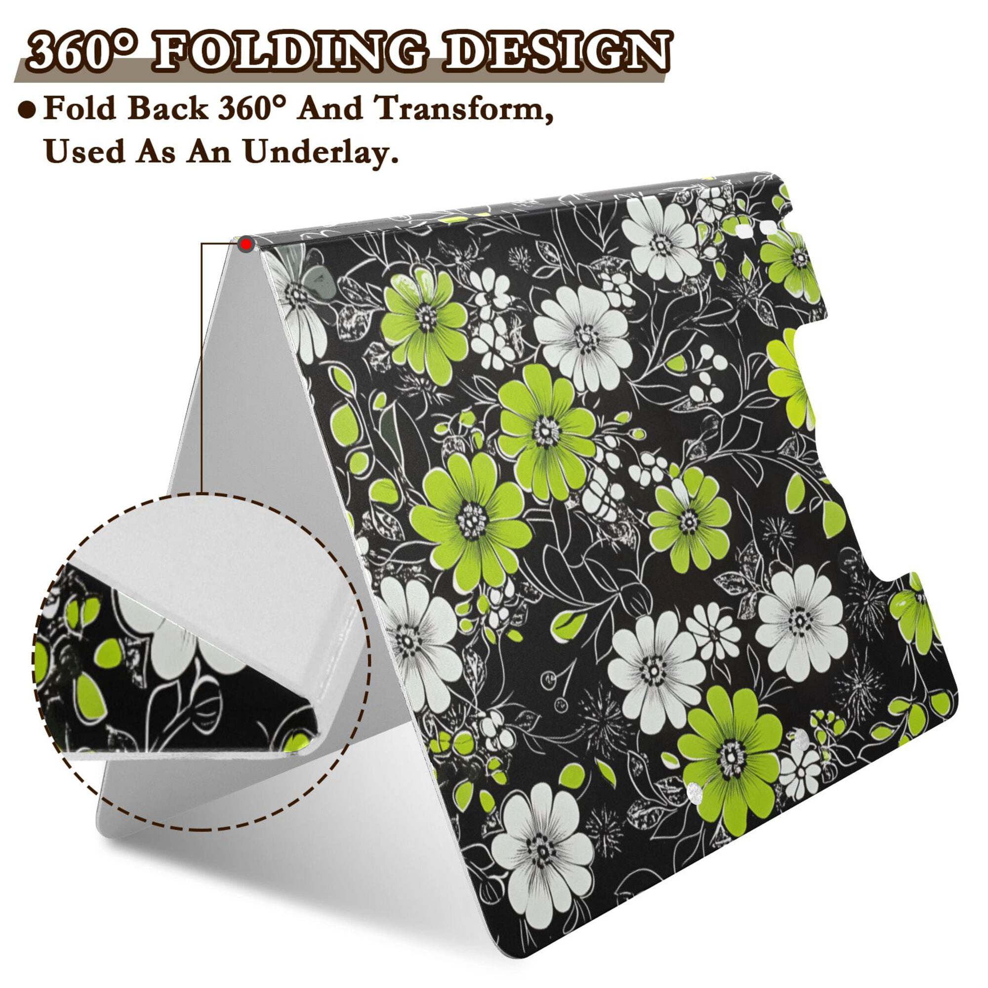 FORMRS A4 Clipboard Folder with Pen Holder Horizontal Foldable School Office Binder, White Flower Pattern