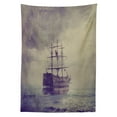 thumbnail image 3 of Ambesonne Nautical Tablecloth Rectangular Table Cover, Old Pirate Ship in Sea, 52"x70", Plum Tan, 3 of 4