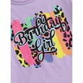 thumbnail image 6 of Kids Girls Summer Birthday T-Shirt LetterLeopard Print Short Sleeve Round Neck Graphic Tops, 6 of 8