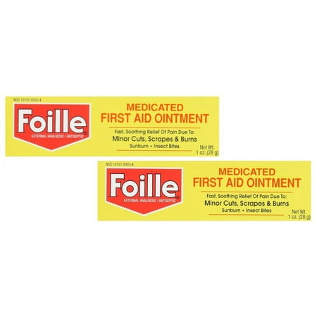 Foille Medicated First Aid Ointment Cuts Scrapes & Minor Burns, 1 Oz, 2-Pack