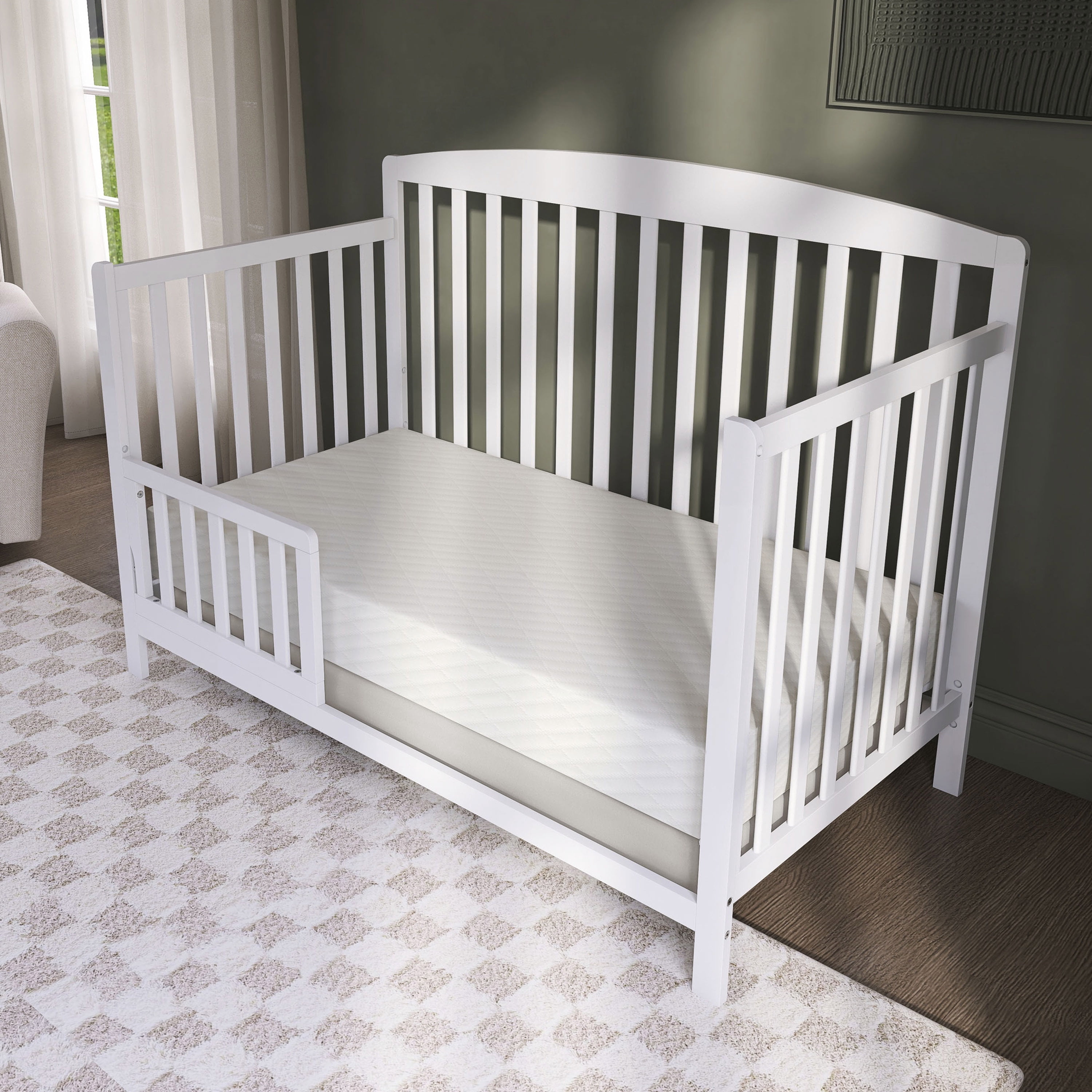 Dream On Me Baby Swan 5-Inch White Foam Crib and Toddler Mattress, JPMA Certified