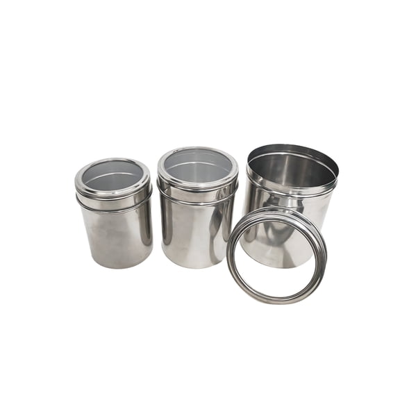 StarCrafts Windowed Stainless Steel 3-Cup Food Storage Canisters with See-Thru Lids, Set of 3