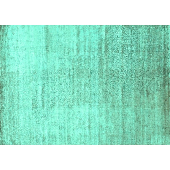 Ahgly Company Machine Washable Indoor Rectangle Abstract Turquoise Blue Contemporary Area Rugs, 8' x 12'