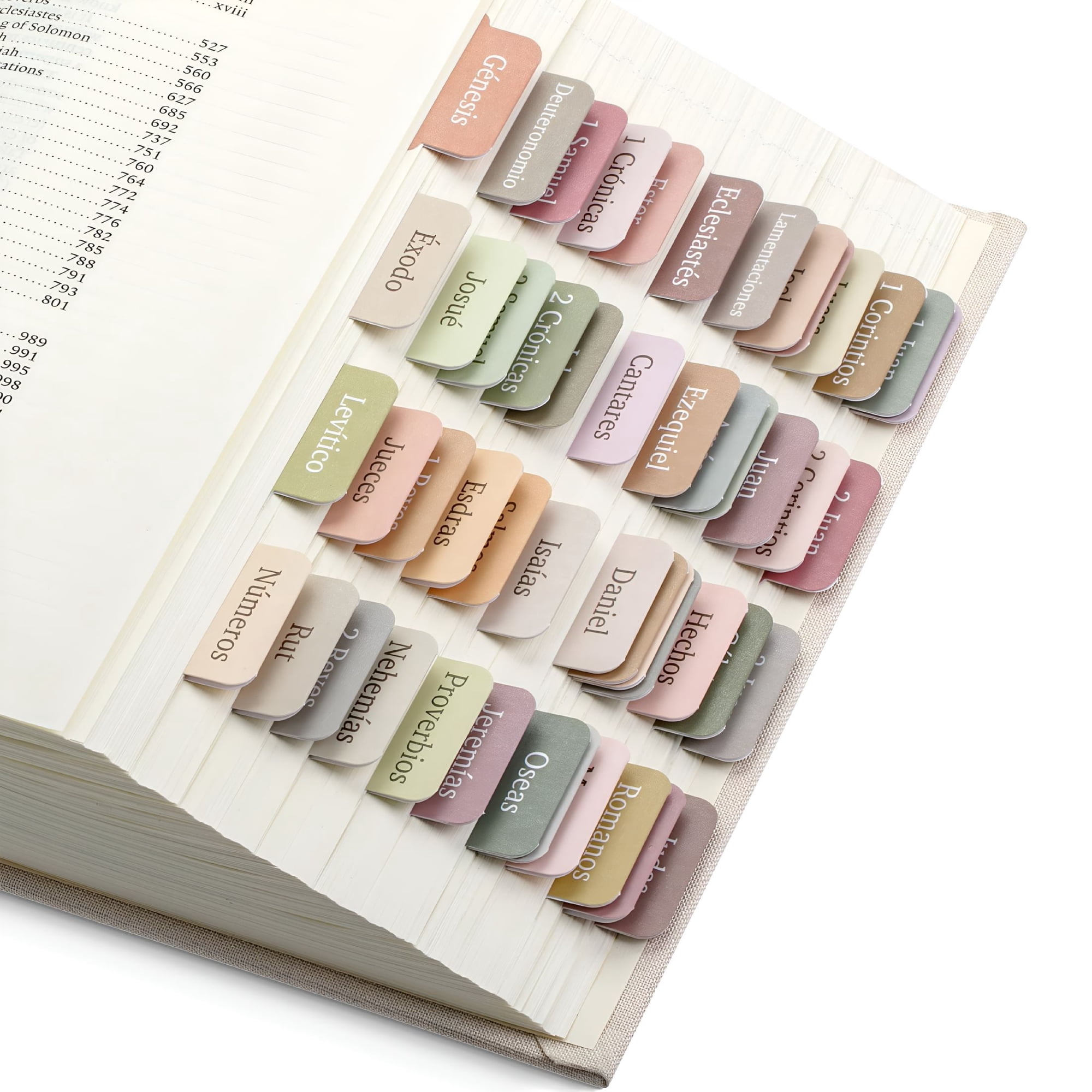 CCOCC Spanish Bible Tabs 75 Pack Boho Theme Laminated Index Markers for Women and Men Tearproof Matte Finish Scripture Organization Gift
