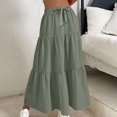 thumbnail image 4 of Loopsun Womens Summer Skirts, Women's Summer Fashion Solid Color Drawstring Pocket Elastic Waist Skirt Army Green M, 4 of 5