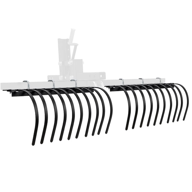 Yiwa Heavy Duty 60" Landscape Rock Rake, 20 Removable Steel Tines, Fits Tractor, ATV, UTV, Manual Lift, Powder-Coated for Durability