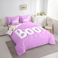 thumbnail image 4 of Manfei Kawaii Ghost Boo Bedding Comforter Set 7 Pieces, Cute Cartoon Halloween Style Full Bedding Set, Teen Boy Girl Kid Reversible Fitted Sheet Flat Sheet, Ultra Soft Home Decor, 4 of 8