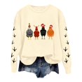 thumbnail image 1 of WEAIXIMIUNG Chandail en Molleton Court Grande Taille Noël Oversize Femmes Manches Longues Col Rond Chandails en Molleton Imprimé Poulet Léger Ample Haut, 1 of 5