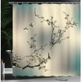 thumbnail image 3 of Ambesonne Nature Shower Curtain, Birds Cherry Branches Style, 69"Wx70"L, Laurel Green, 3 of 4